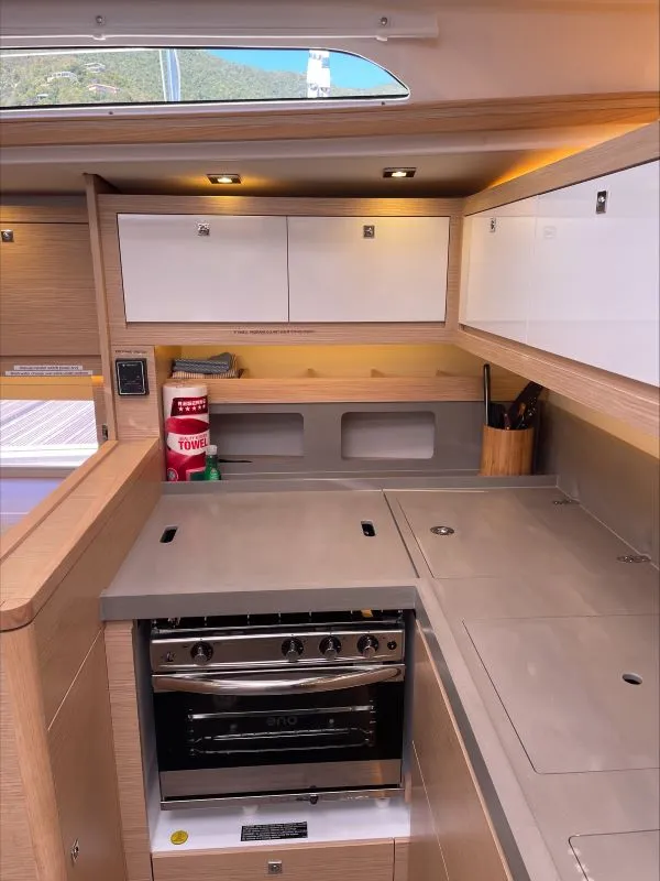 Galley of Shandy Breeze, a Dufour 470 sailboat at Road Town, British Virgin Islands