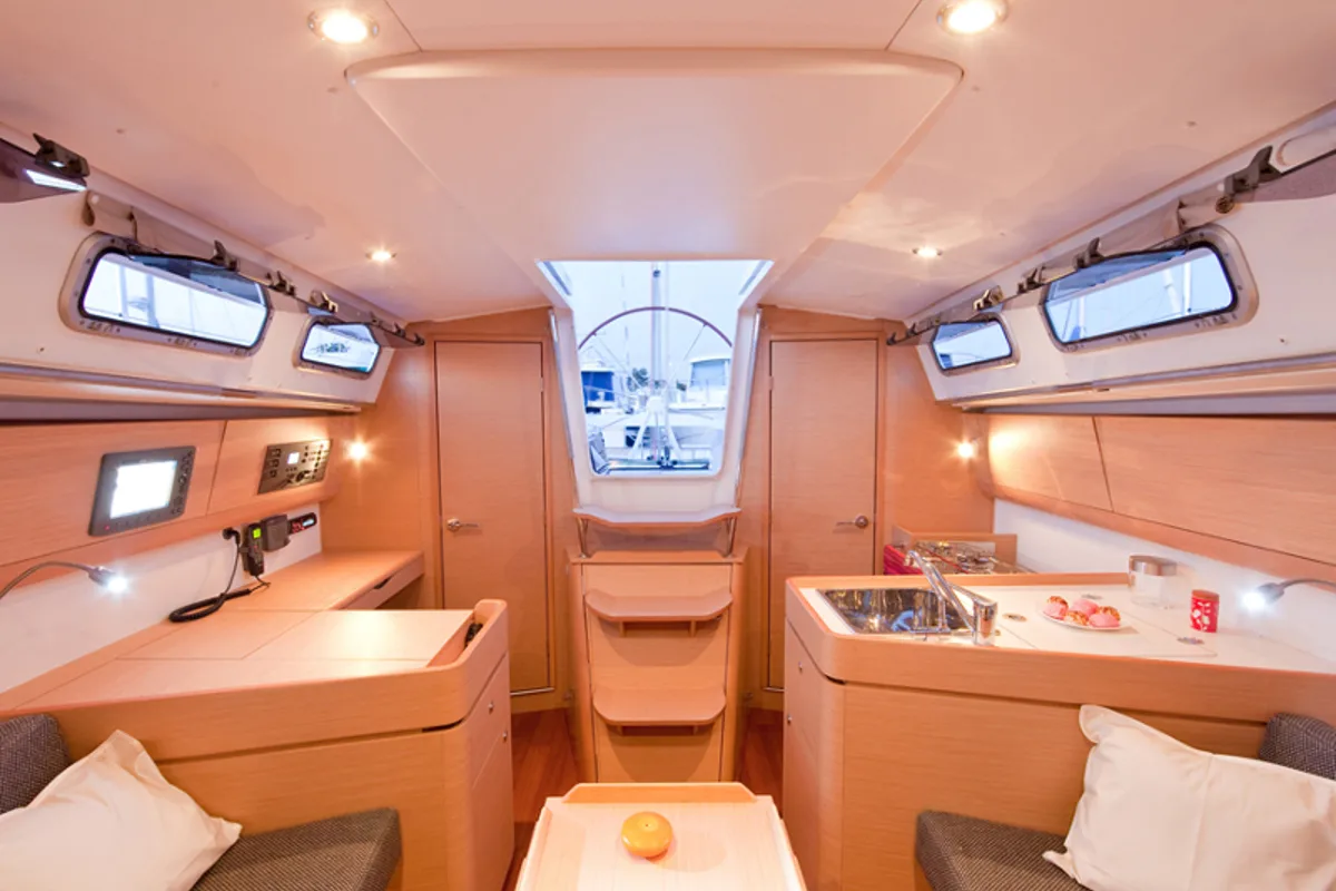 Galley of Gemini, a Beneteau First 35 sailboat at Jezera, Croatia