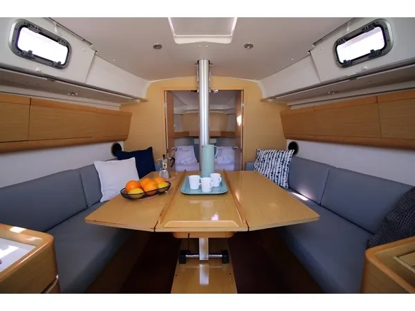 Salon of Gemini, a Beneteau First 35 sailboat at Jezera, Croatia