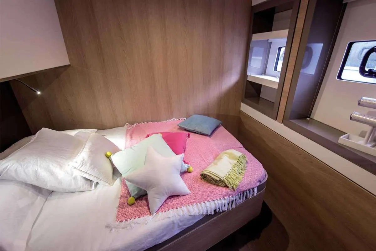 Cabin on Maia, a Bali 5.4 catamaran at Salerno, Italy