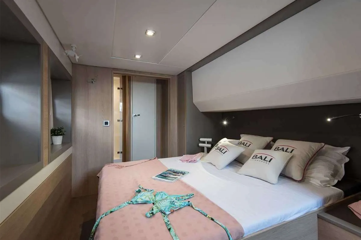 Cabin on Maia, a Bali 5.4 catamaran at Salerno, Italy