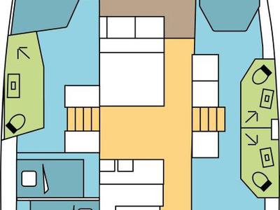 Floor plan of Avalon, a Bali 4.6 catamaran at Seget Donji, Croatia