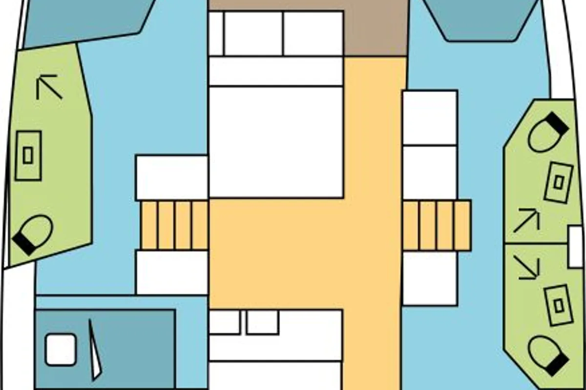 Floor plan of Avalon, a Bali 4.6 catamaran at Seget Donji, Croatia