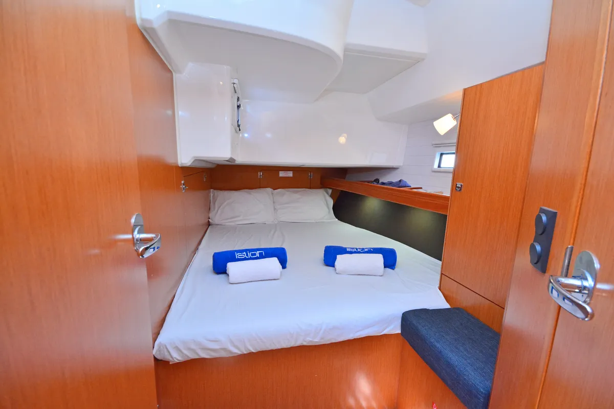 Cabin on Nereus, a Bavaria Cruiser 46 sailboat at Preveza, Greece