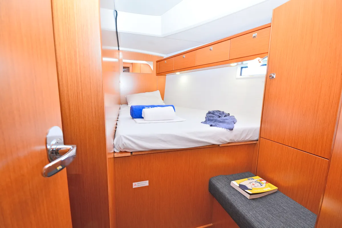 Cabin on Nereus, a Bavaria Cruiser 46 sailboat at Preveza, Greece