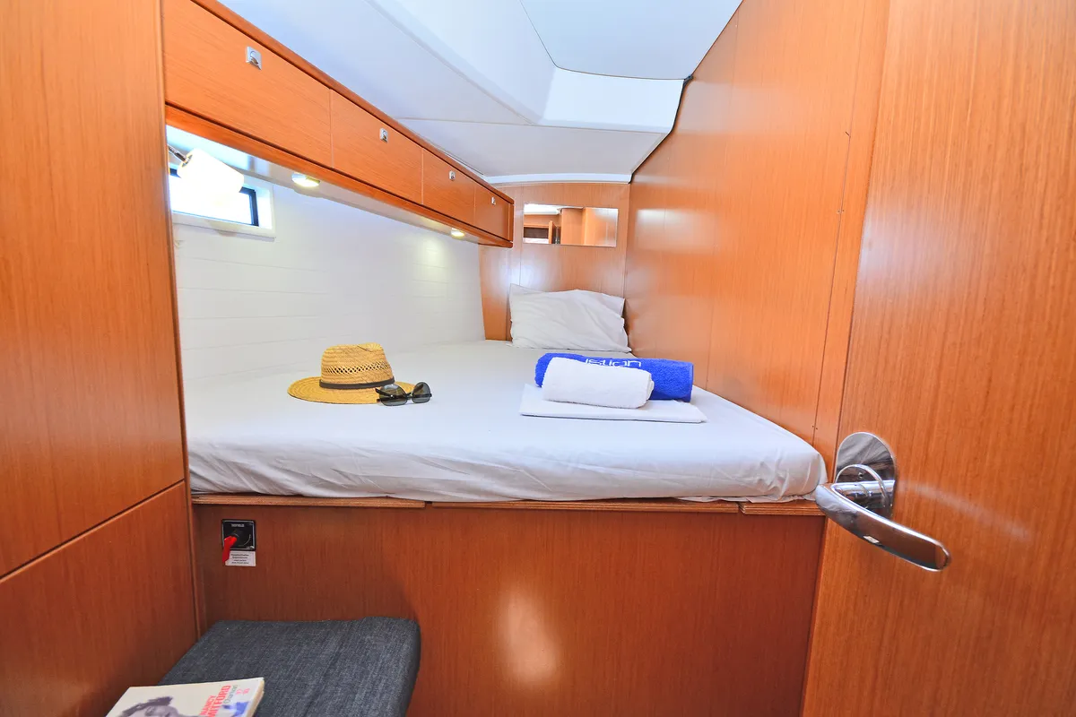 Cabin on Nereus, a Bavaria Cruiser 46 sailboat at Preveza, Greece