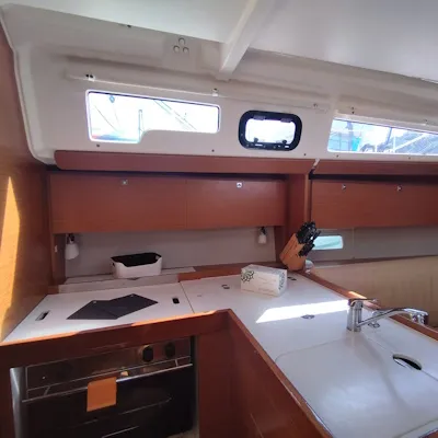 Galley of Else, a Dufour 360 GL sailboat at Olbia, Italy