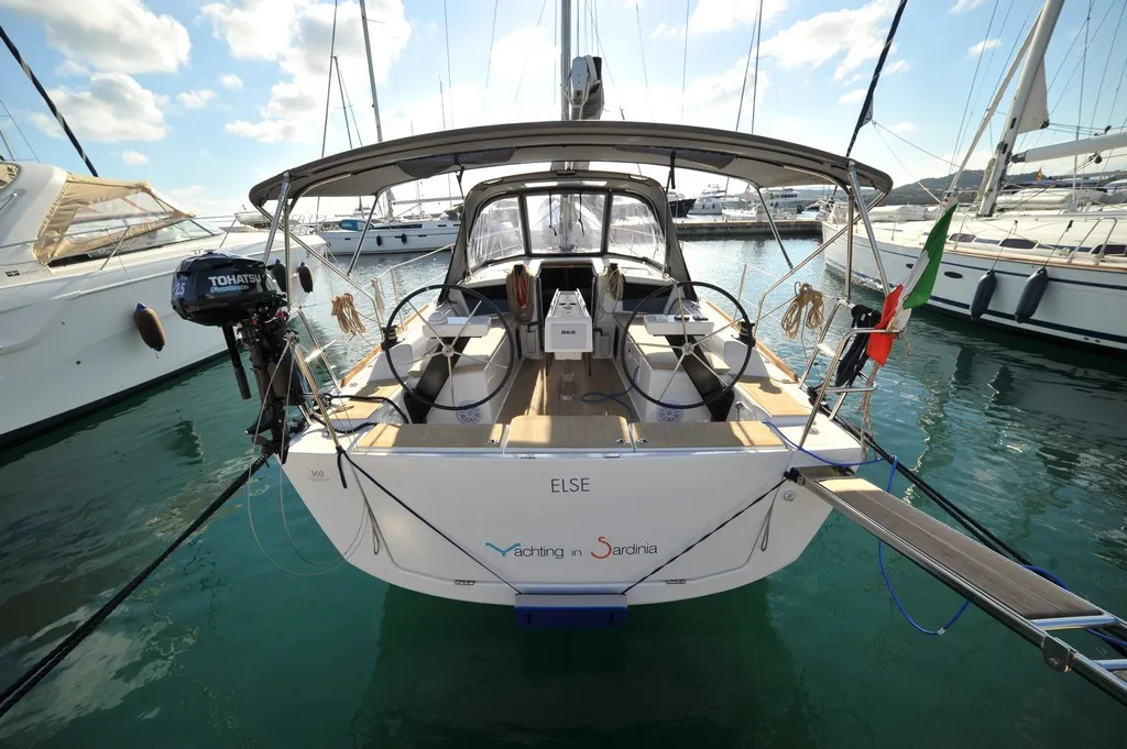 Cockpit of Else, a Dufour 360 GL sailboat at Olbia, Italy
