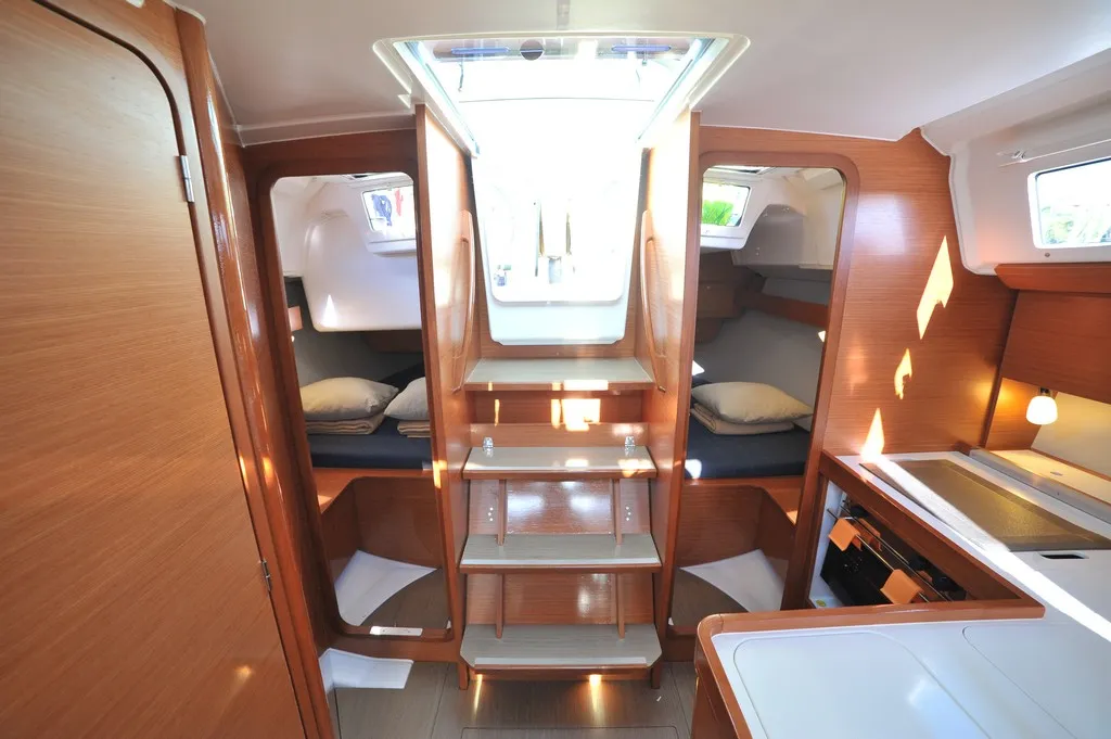 Cabin on Else, a Dufour 360 GL sailboat at Olbia, Italy
