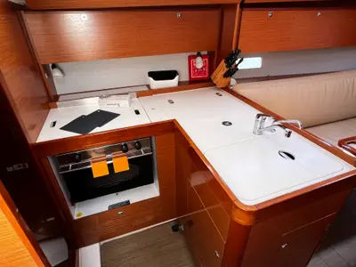 Galley of Else, a Dufour 360 GL sailboat at Olbia, Italy