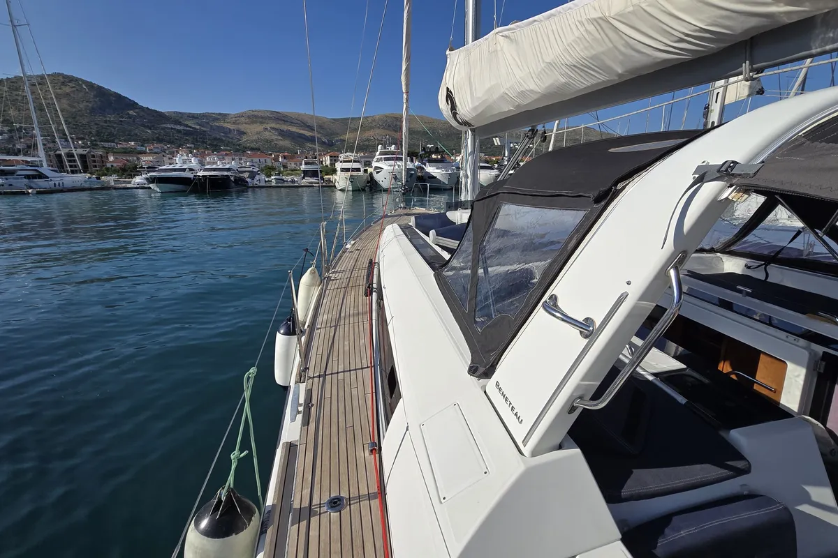 Deck of Esther, a Beneteau Oceanis 55 sailboat at Seget Donji, Croatia