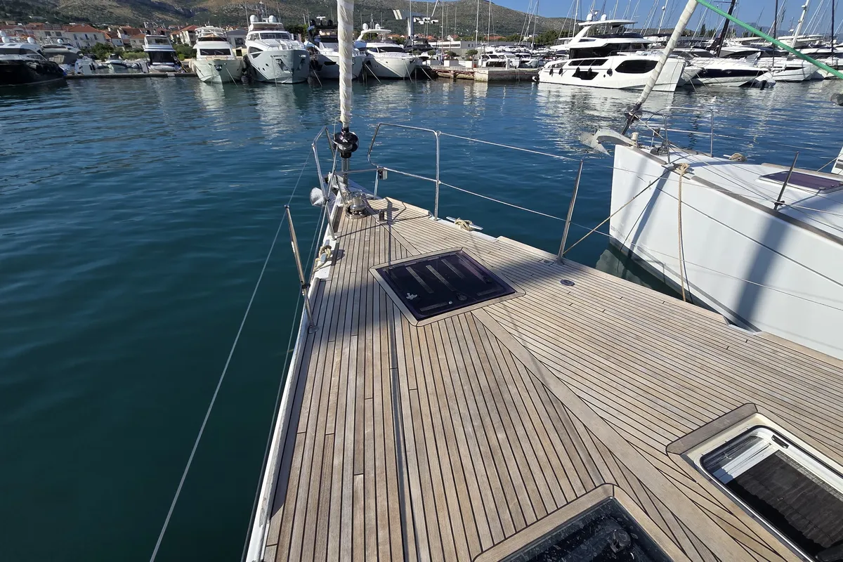 Deck of Esther, a Beneteau Oceanis 55 sailboat at Seget Donji, Croatia