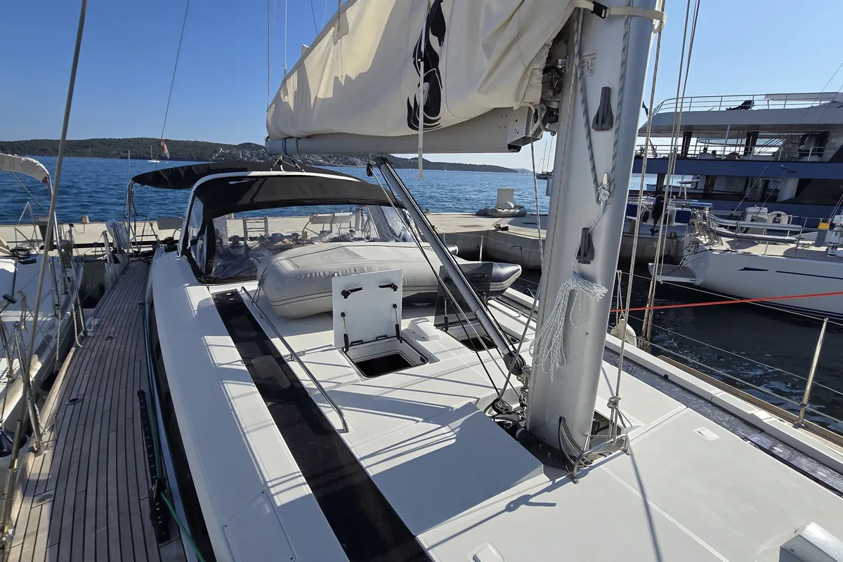 Deck of Esther, a Beneteau Oceanis 55 sailboat at Seget Donji, Croatia