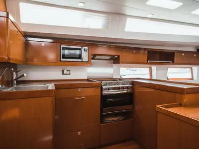 Galley of Esther, a Beneteau Oceanis 55 sailboat at Seget Donji, Croatia