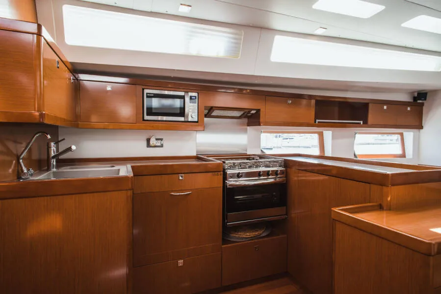 Galley of Esther, a Beneteau Oceanis 55 sailboat at Seget Donji, Croatia