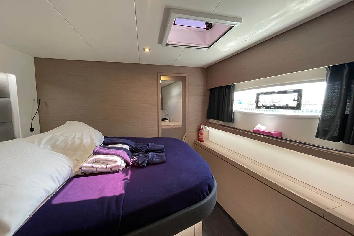 Cabin on Knotty Cat (Forever Young), a Fountaine Pajot Tanna 47 catamaran at Road Town, British Virgin Islands