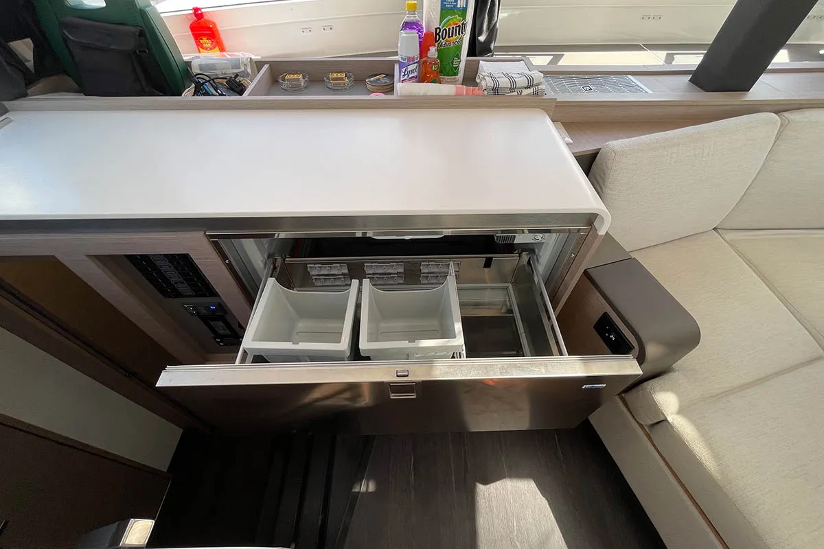 Galley of Knotty Cat (Forever Young), a Fountaine Pajot Tanna 47 catamaran at Road Town, British Virgin Islands