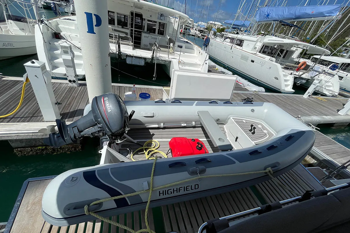 Exterior view of Knotty Cat (Forever Young), a Fountaine Pajot Tanna 47 catamaran at Road Town, British Virgin Islands