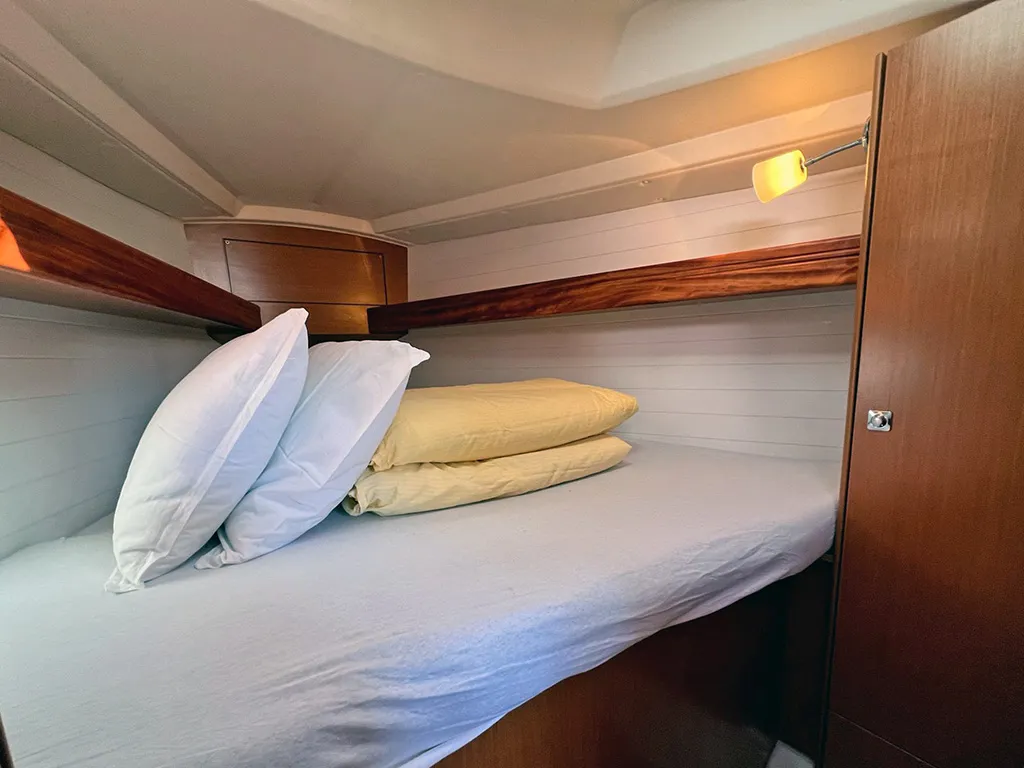 Cabin on Pulenat, a Bavaria Cruiser 33 sailboat at Punat, Croatia