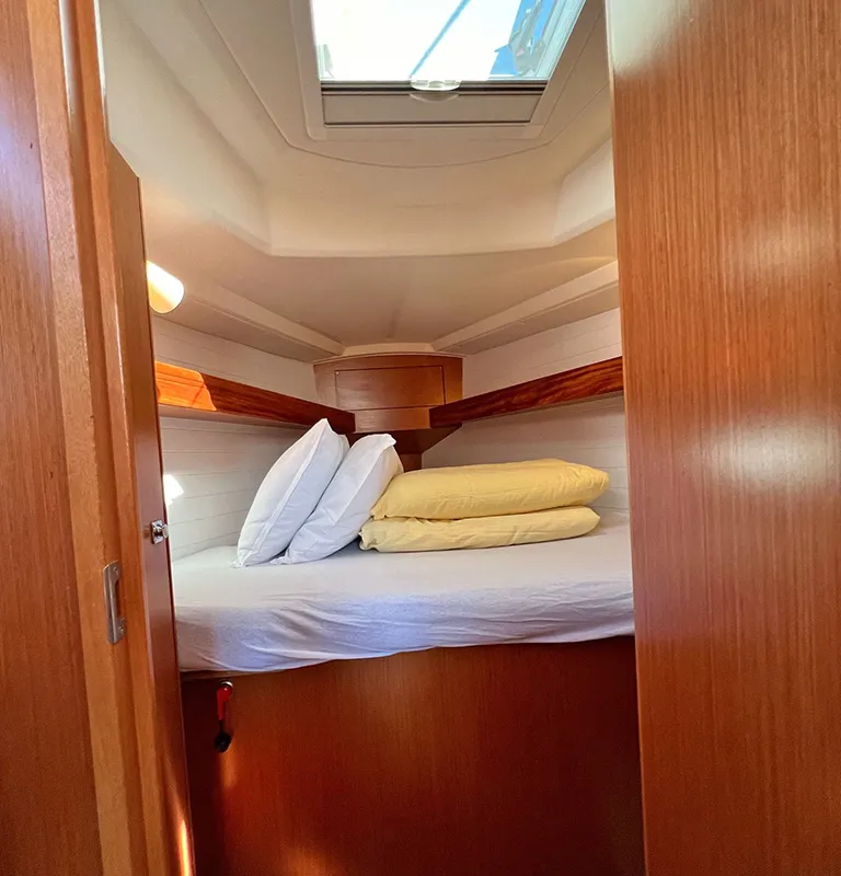 Cabin on Pulenat, a Bavaria Cruiser 33 sailboat at Punat, Croatia