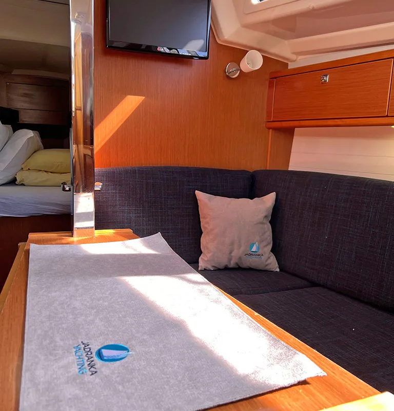 Salon of Pulenat, a Bavaria Cruiser 33 sailboat at Punat, Croatia