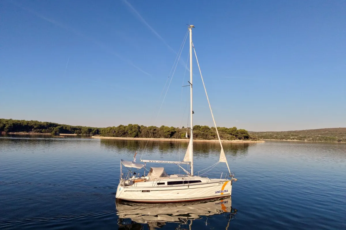Exterior view of Pulenat, a Bavaria Cruiser 33 sailboat at Punat, Croatia