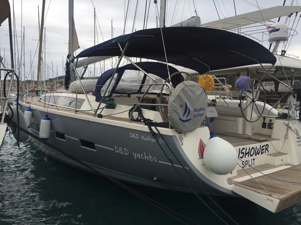 Exterior view of SUNSHOWER, a D&D Kufner 54 sailboat at Punat, Croatia