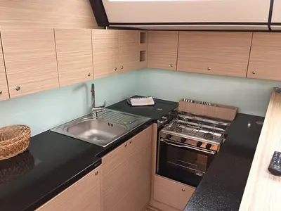 Galley of SUNSHOWER, a D&D Kufner 54 sailboat at Punat, Croatia