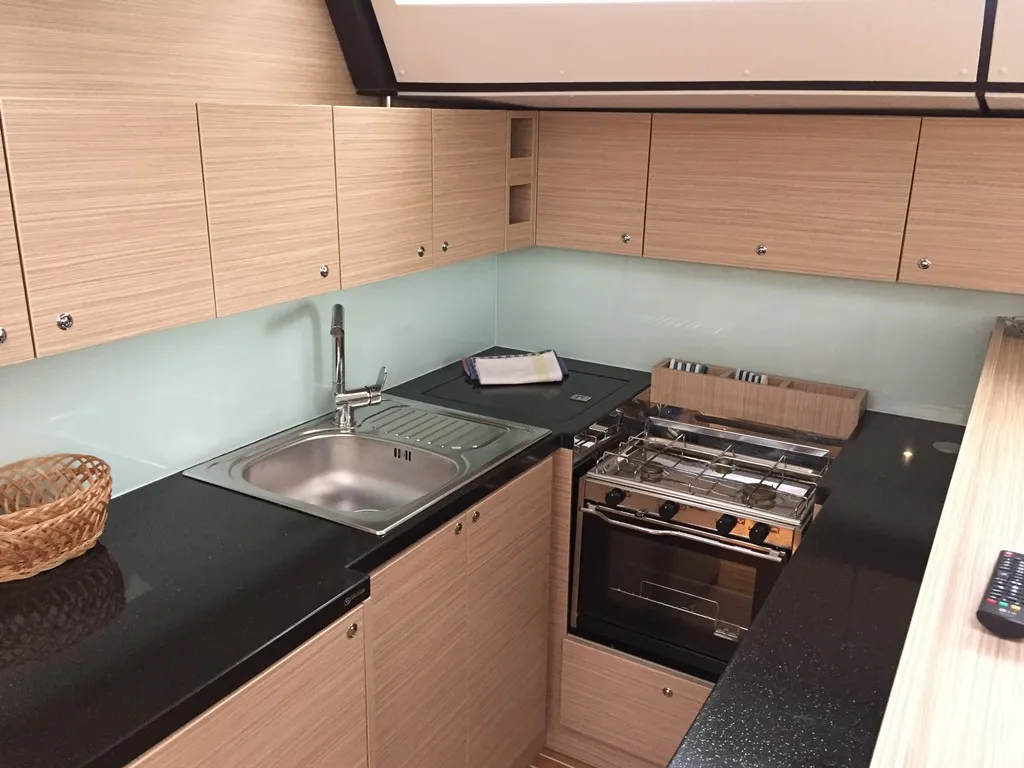 Galley of SUNSHOWER, a D&D Kufner 54 sailboat at Punat, Croatia