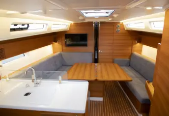 Salon of Ma Detox, a X-Yachts X4³ sailboat at Toulon, France
