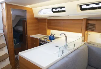 Galley of Ma Detox, a X-Yachts X4³ sailboat at Toulon, France