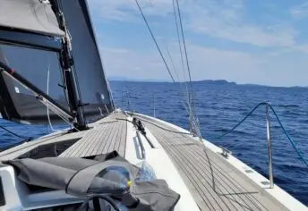 Deck of Ma Detox, a X-Yachts X4³ sailboat at Toulon, France