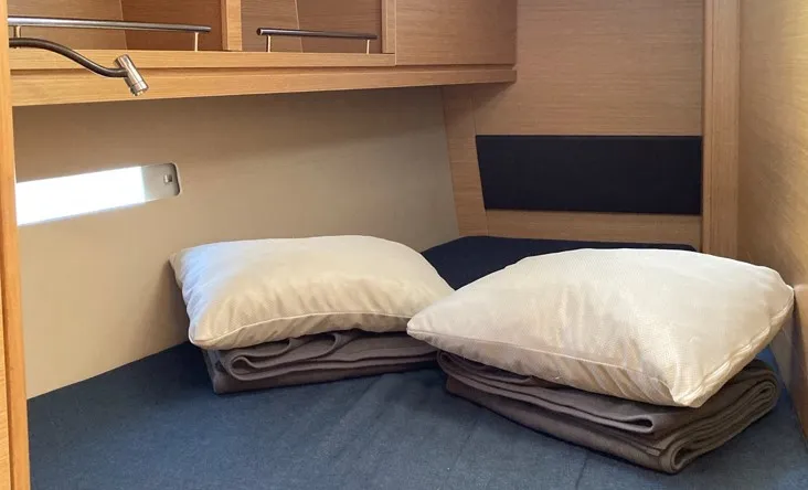 Cabin on Nakupenda, a Dufour 56 Exclusive sailboat at Olbia, Italy