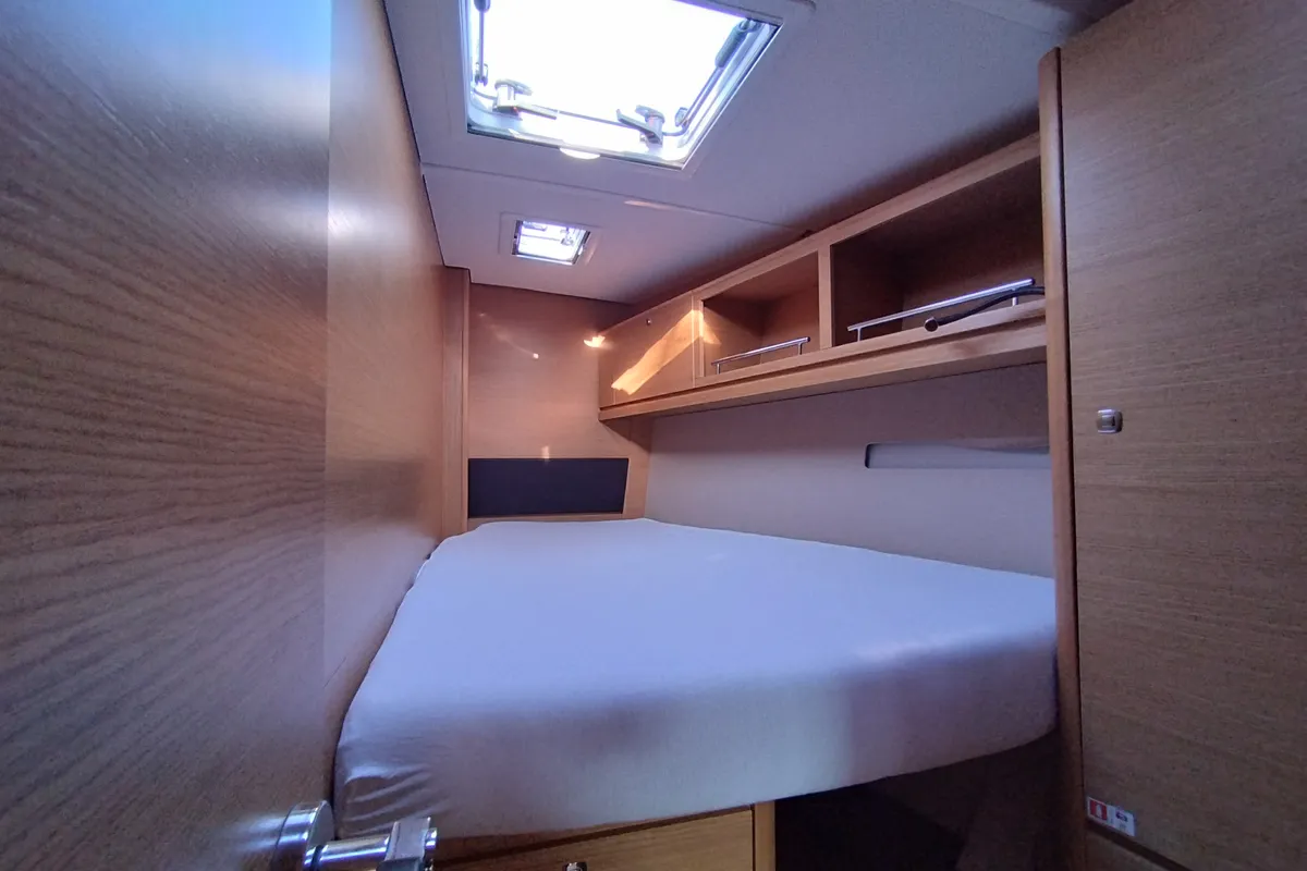 Cabin on Nakupenda, a Dufour 56 Exclusive sailboat at Olbia, Italy