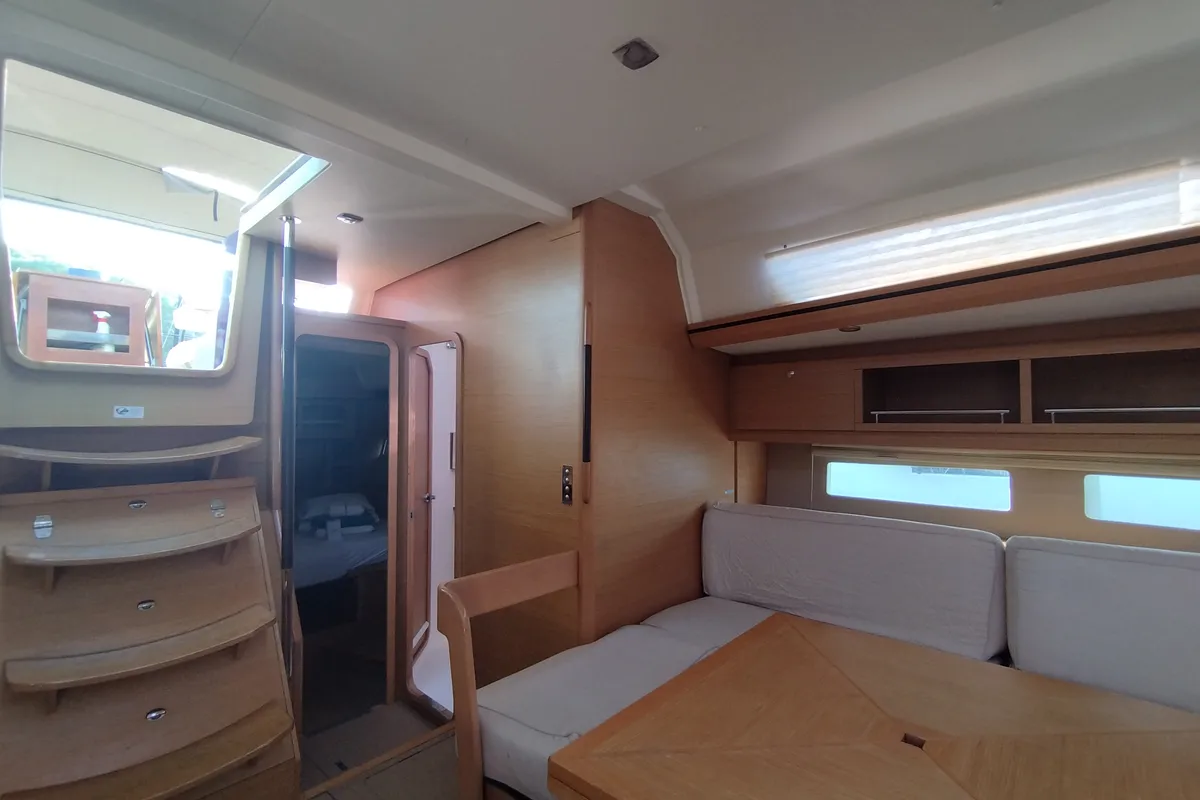 Salon of Nakupenda, a Dufour 56 Exclusive sailboat at Olbia, Italy