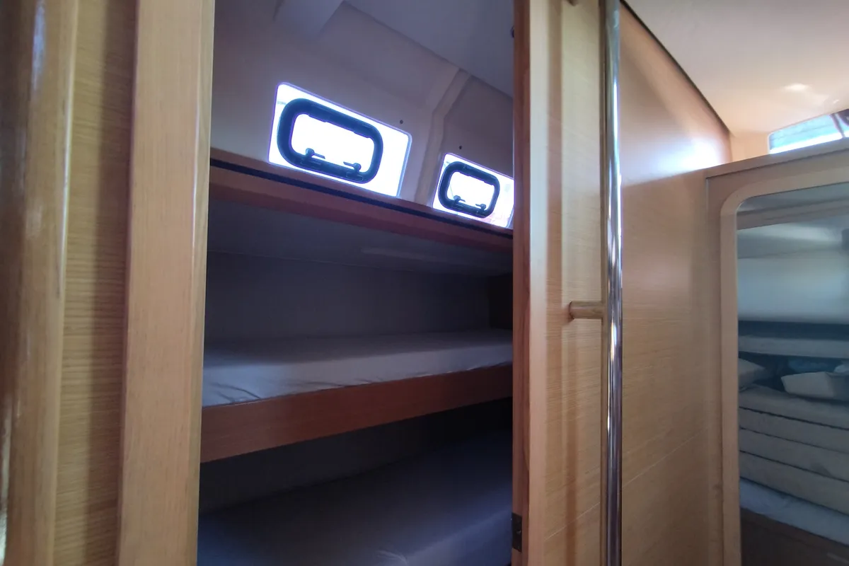 Cabin on Nakupenda, a Dufour 56 Exclusive sailboat at Olbia, Italy