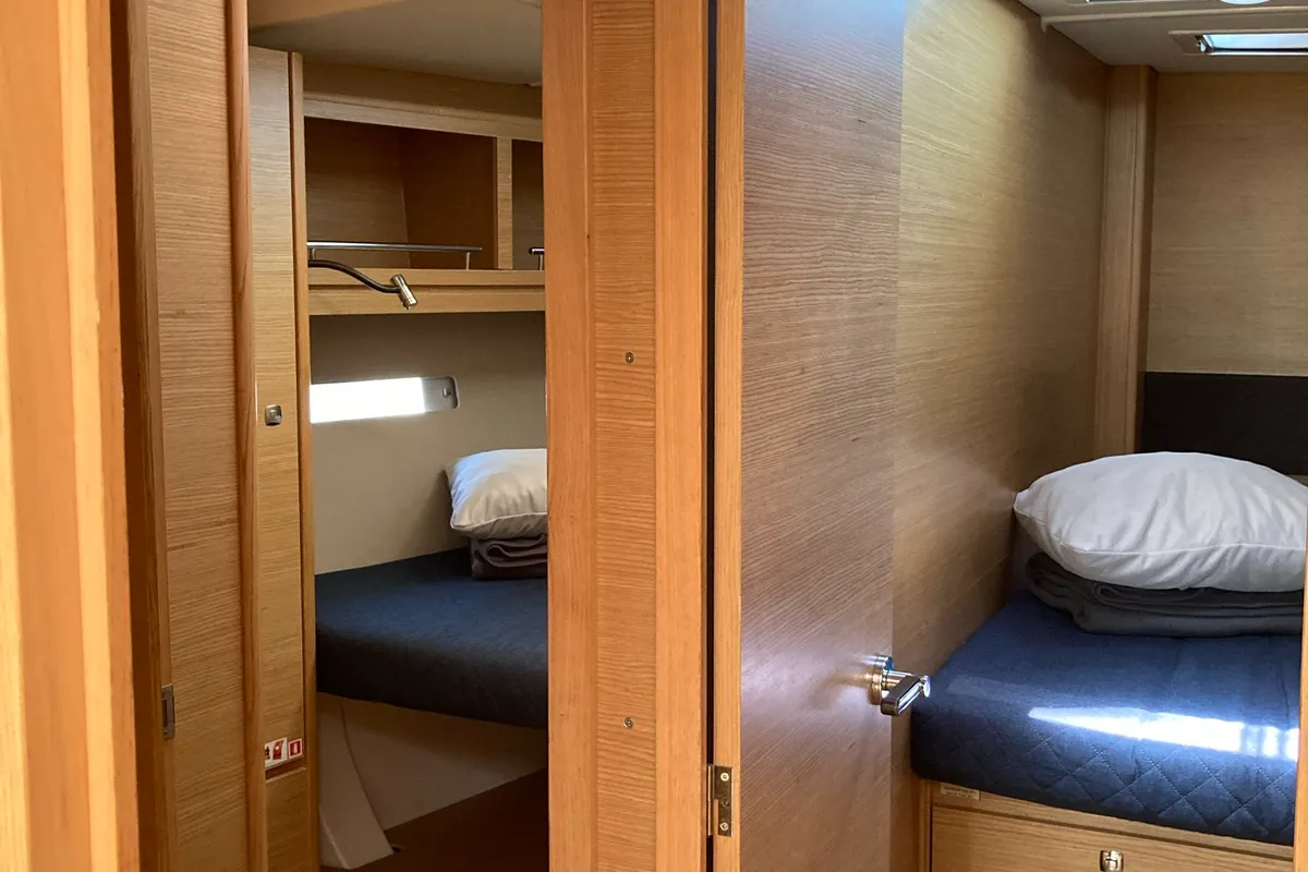 Cabin on Nakupenda, a Dufour 56 Exclusive sailboat at Olbia, Italy