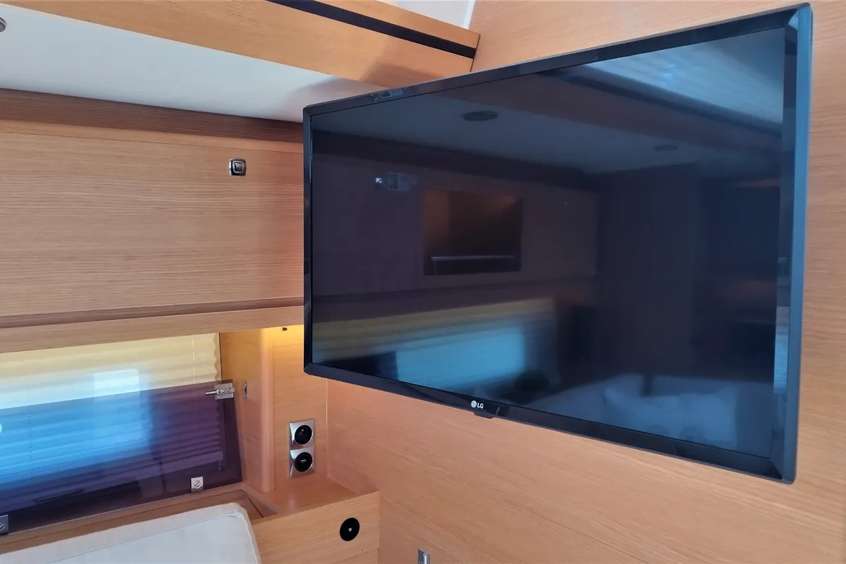 Salon of Nakupenda, a Dufour 56 Exclusive sailboat at Olbia, Italy