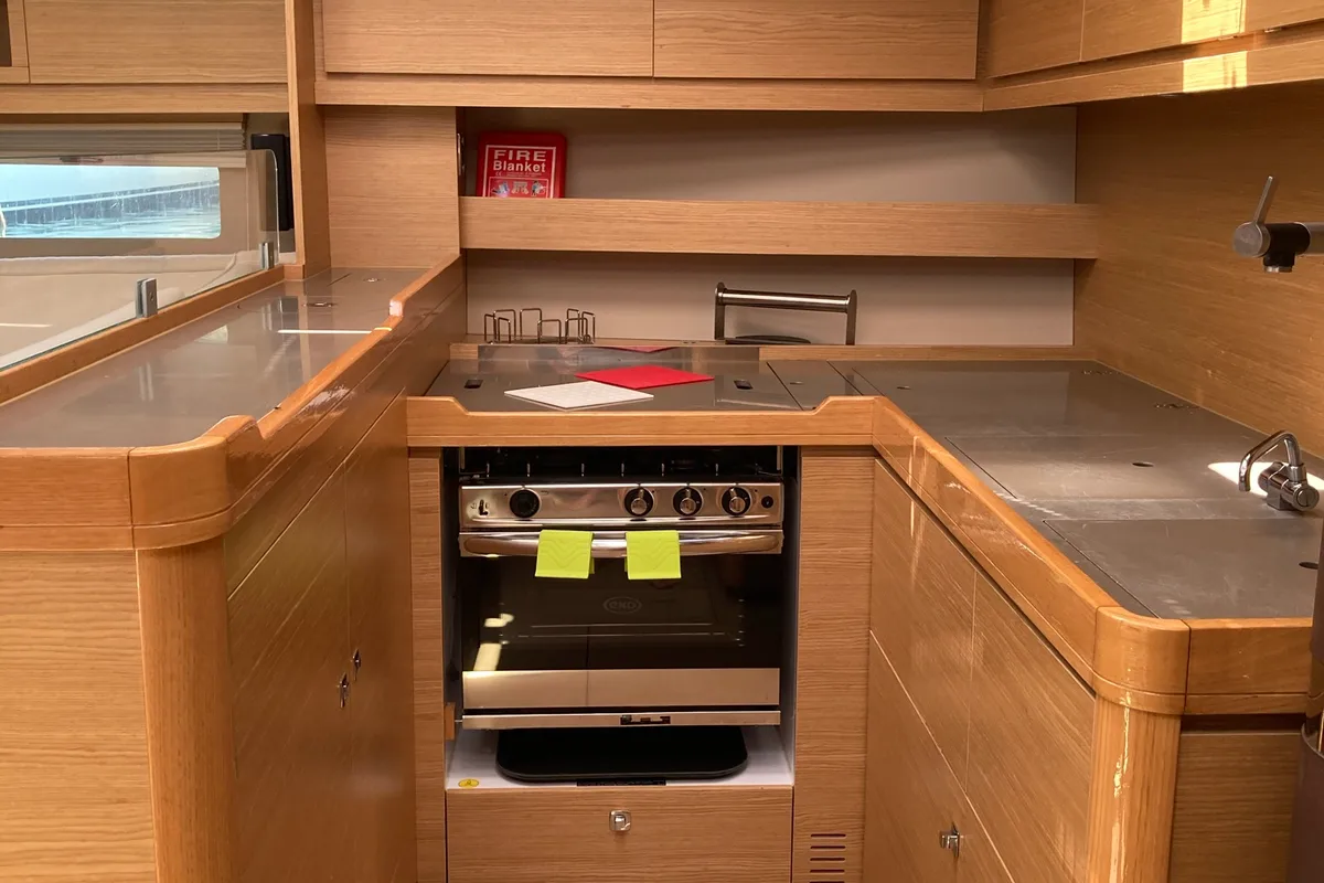 Galley of Nakupenda, a Dufour 56 Exclusive sailboat at Olbia, Italy