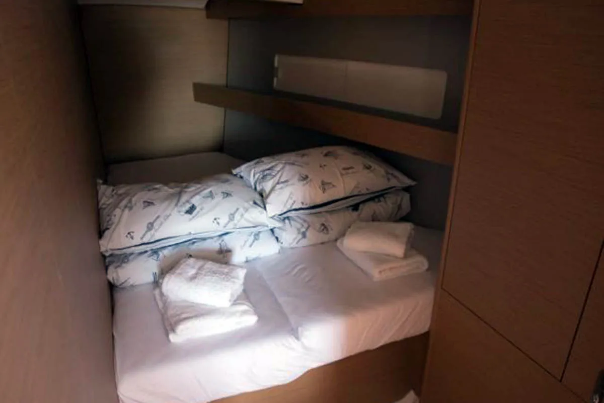 Cabin on Elle of Sweden, a Jeanneau Sun Odyssey 440 sailboat at Seget Donji, Croatia