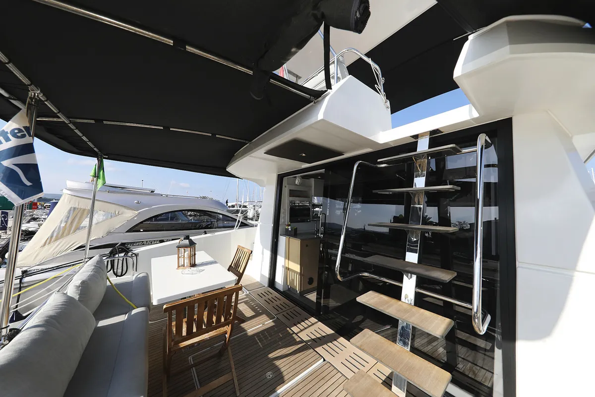 Deck of Marketka, a Fountaine Pajot MY 37 catamaran at Grad Biograd na Moru, Croatia