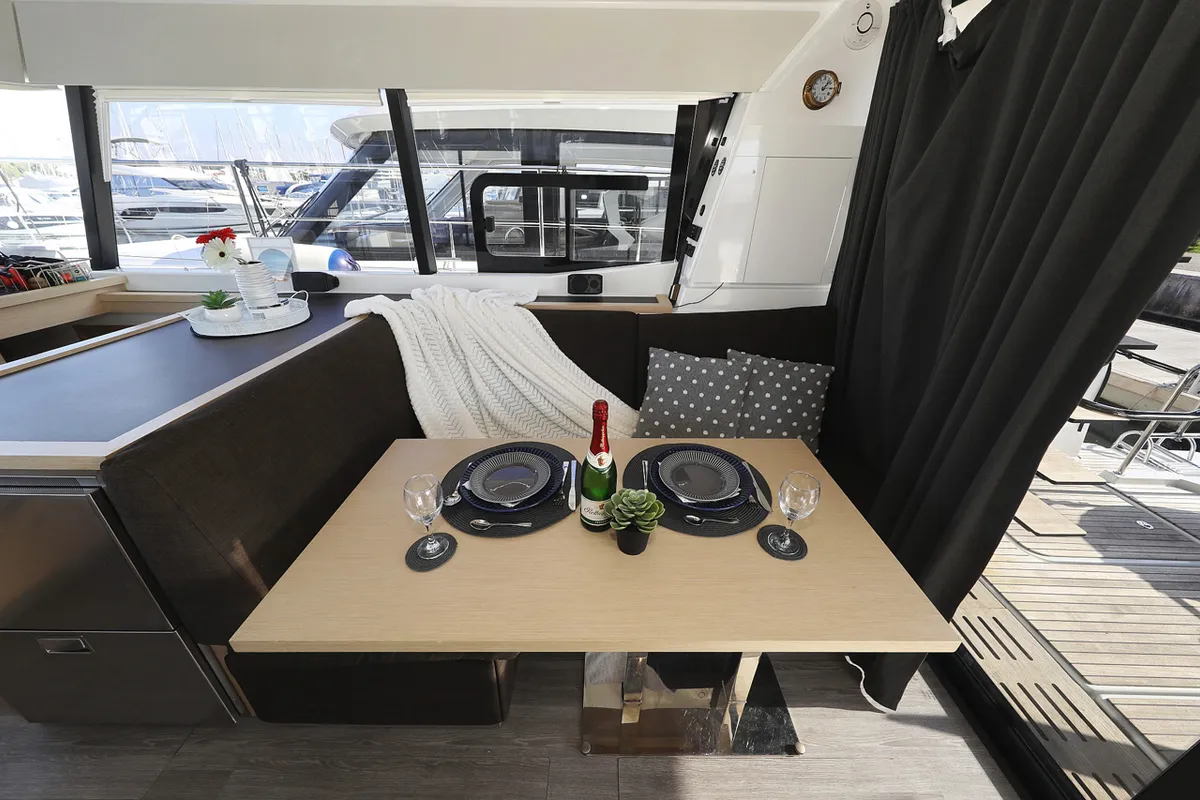 Salon of Marketka, a Fountaine Pajot MY 37 catamaran at Grad Biograd na Moru, Croatia