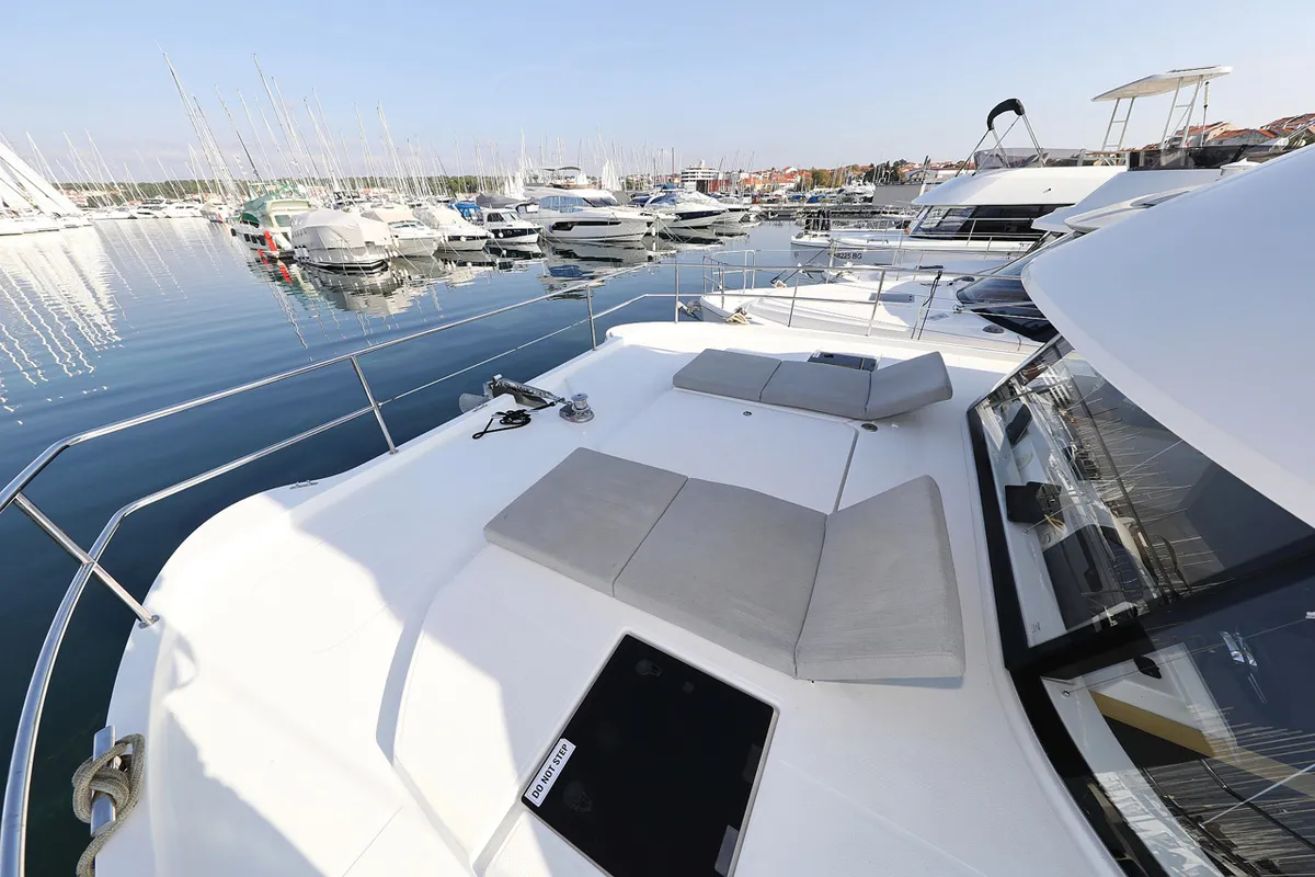 Deck of Marketka, a Fountaine Pajot MY 37 catamaran at Grad Biograd na Moru, Croatia