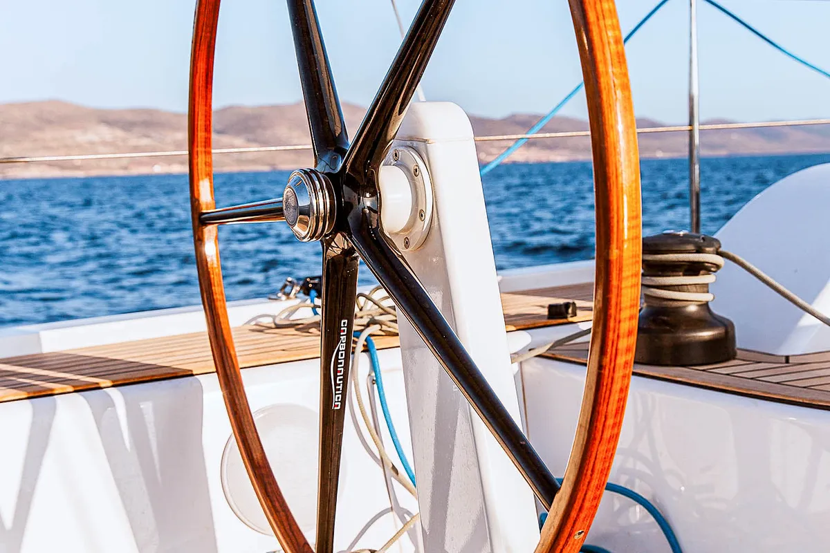 Cockpit of Sophia, a X-Yachts X4⁶ sailboat at Lavrion, Greece