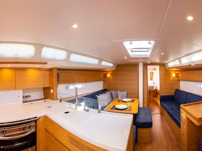 Galley of Sophia, a X-Yachts X4⁶ sailboat at Lavrion, Greece