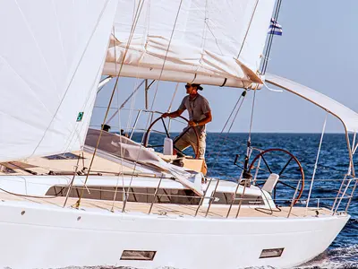 Cockpit of Sophia, a X-Yachts X4⁶ sailboat at Lavrion, Greece