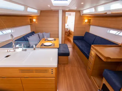 Salon of Sophia, a X-Yachts X4⁶ sailboat at Lavrion, Greece