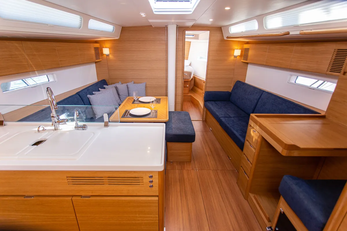 Salon of Sophia, a X-Yachts X4⁶ sailboat at Lavrion, Greece