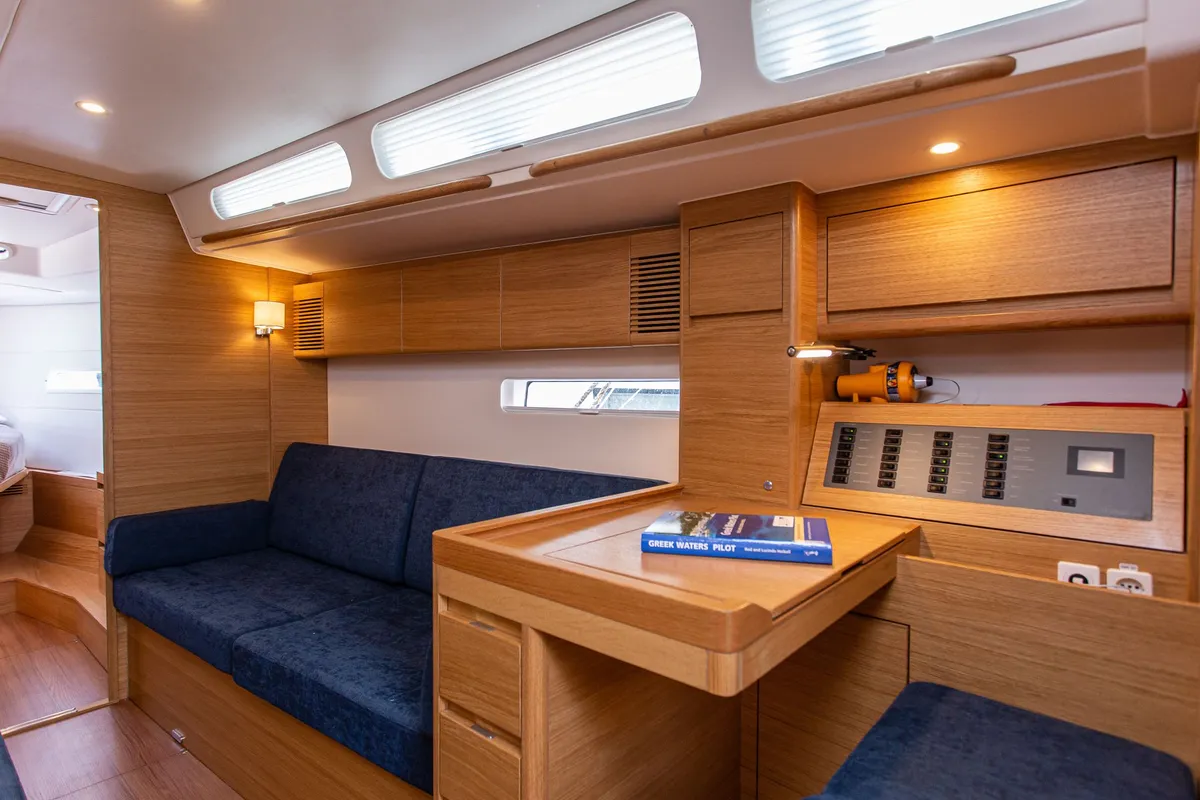 Salon of Sophia, a X-Yachts X4⁶ sailboat at Lavrion, Greece