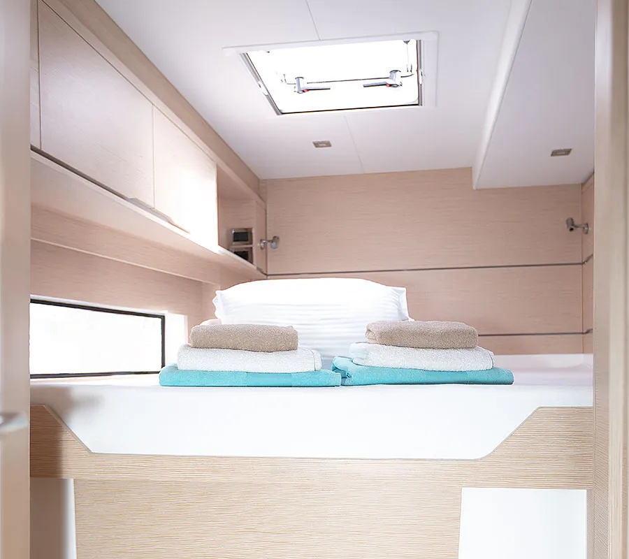 Cabin on Kajsa Kavat, a Cervetti 44 catamaran at Primošten, Croatia